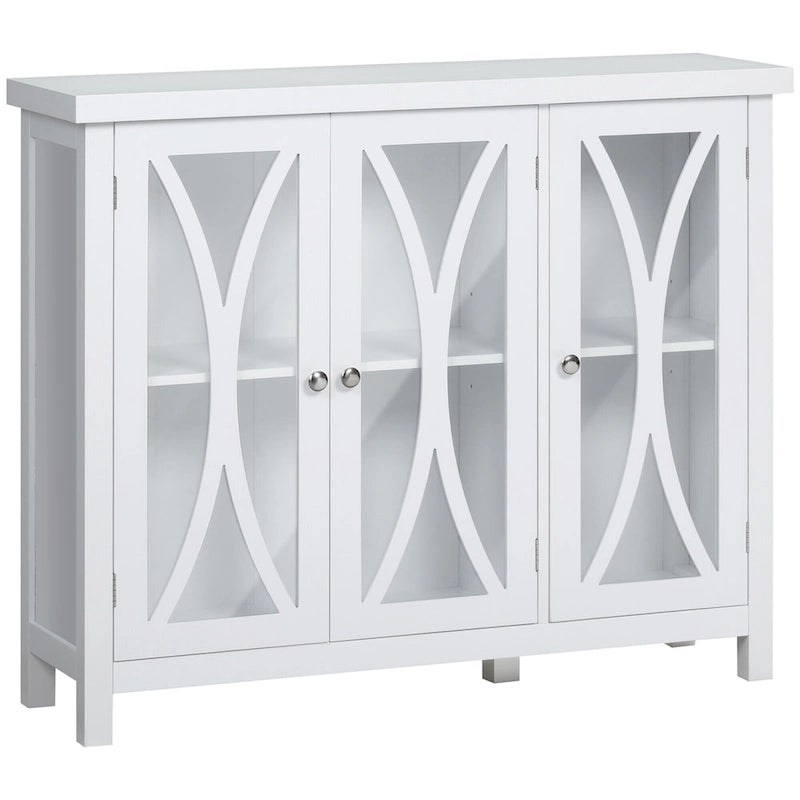 Bahut de cuisine moderne avec meuble de rangement à double porte et portes vitrées
