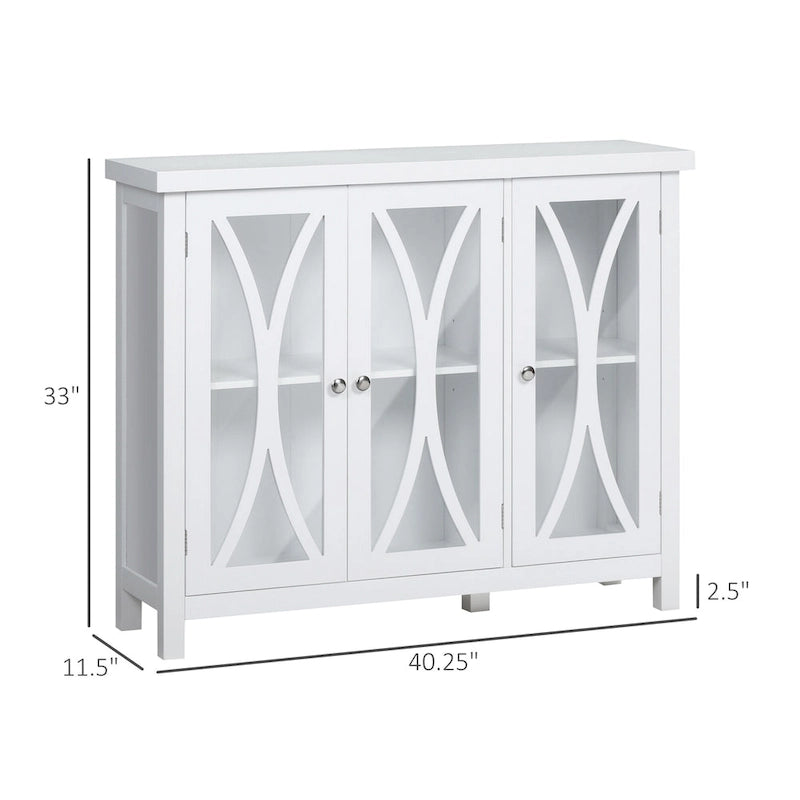 Bahut de cuisine moderne avec meuble de rangement à double porte et portes vitrées