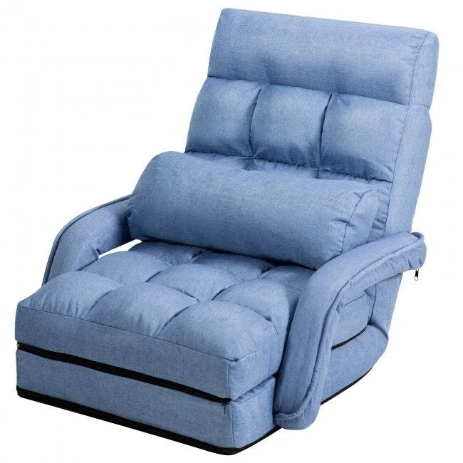 Fauteuil de sol pliant paresseux avec accoudoirs et oreiller