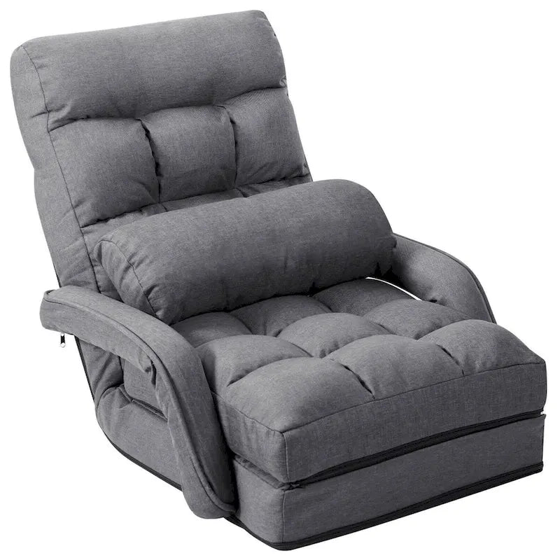 Fauteuil de sol pliant paresseux avec accoudoirs et oreiller
