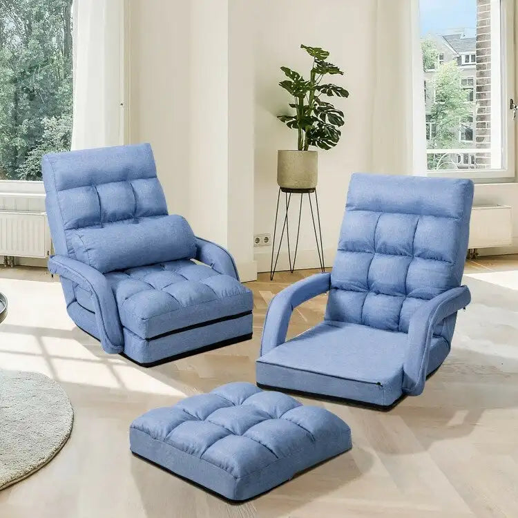 Fauteuil de sol pliant paresseux avec accoudoirs et oreiller