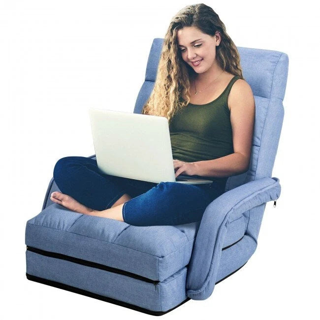 Fauteuil de sol pliant paresseux avec accoudoirs et oreiller