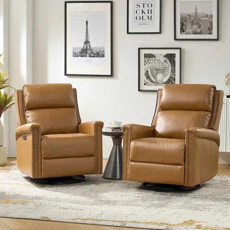 Fauteuil inclinable électrique pivotant et berçant de style traditionnel (ensemble de 2 pièces)