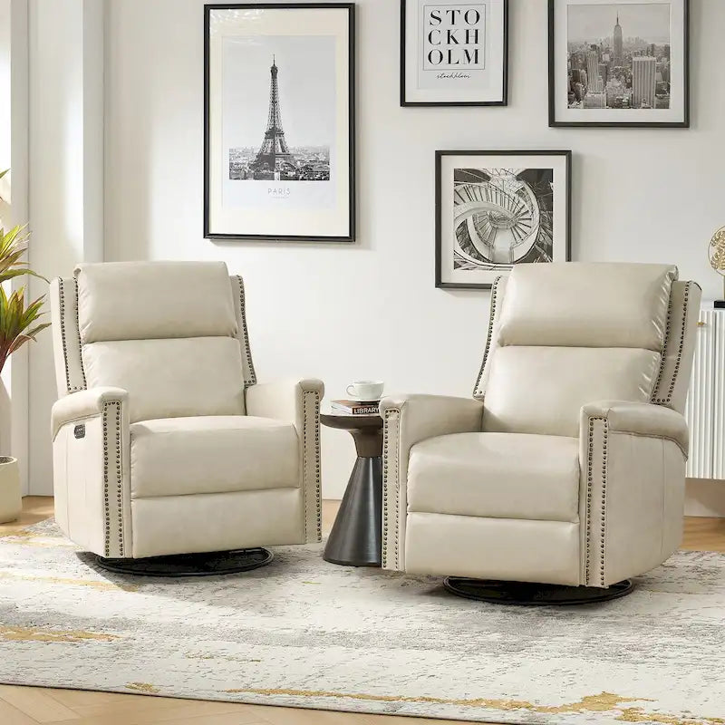 Fauteuil inclinable électrique pivotant et berçant de style traditionnel (ensemble de 2 pièces)