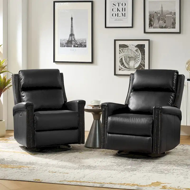 Fauteuil inclinable électrique pivotant et berçant de style traditionnel (ensemble de 2 pièces)