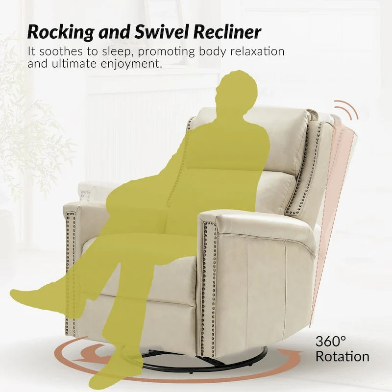 Fauteuil inclinable électrique pivotant et berçant de style traditionnel (ensemble de 2 pièces)