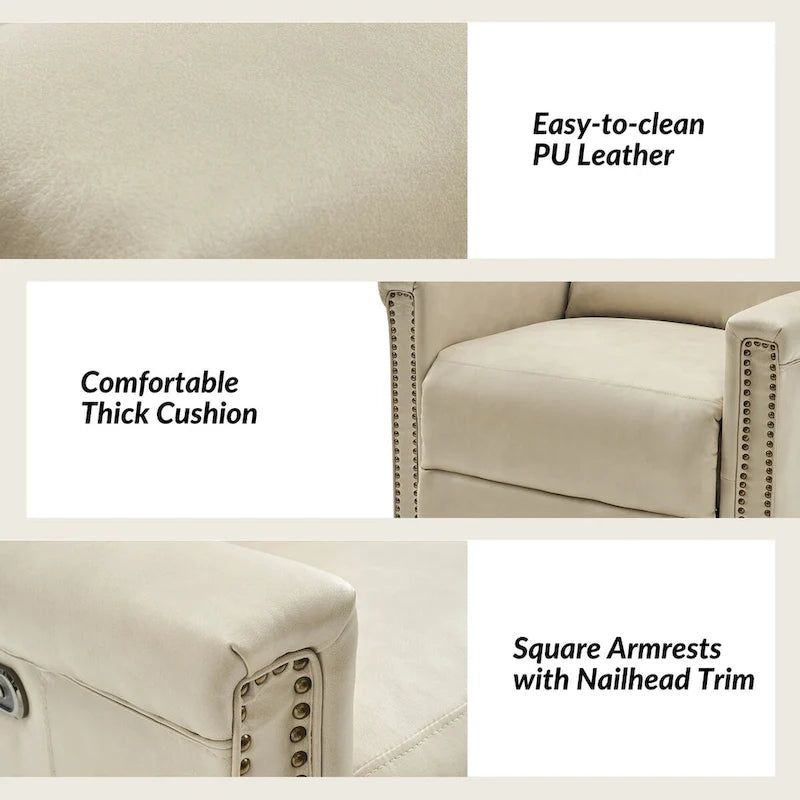 Fauteuil inclinable électrique pivotant et berçant de style traditionnel (ensemble de 2 pièces)