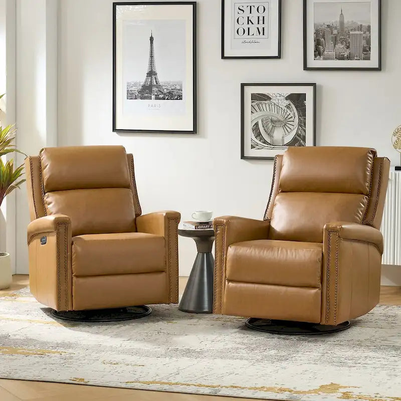 Fauteuil inclinable électrique pivotant et berçant de style traditionnel (ensemble de 2 pièces)