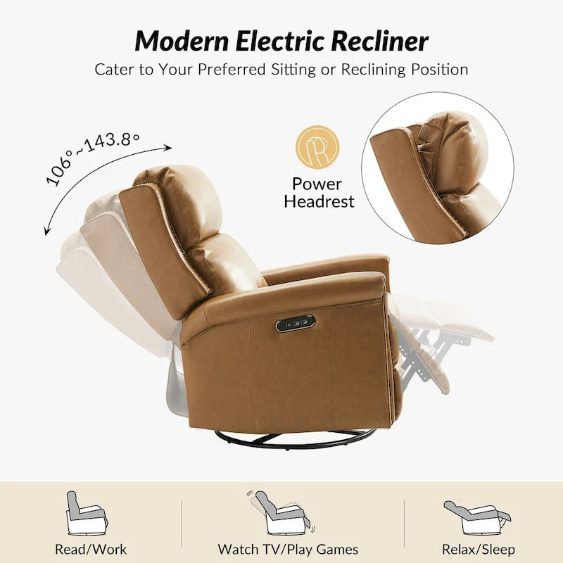 Fauteuil inclinable électrique pivotant et berçant de style traditionnel (ensemble de 2 pièces)