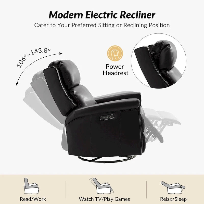 Fauteuil inclinable électrique pivotant et berçant de style traditionnel (ensemble de 2 pièces)