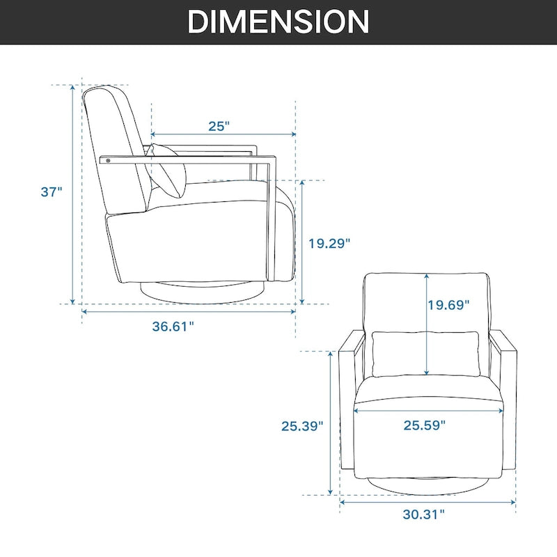 Fauteuil d'appoint pivotant moderne en tissu