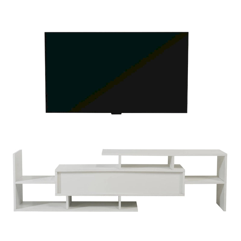 Meuble TV flottant à tiroir unique, console multimédia avec étagères ouvertes