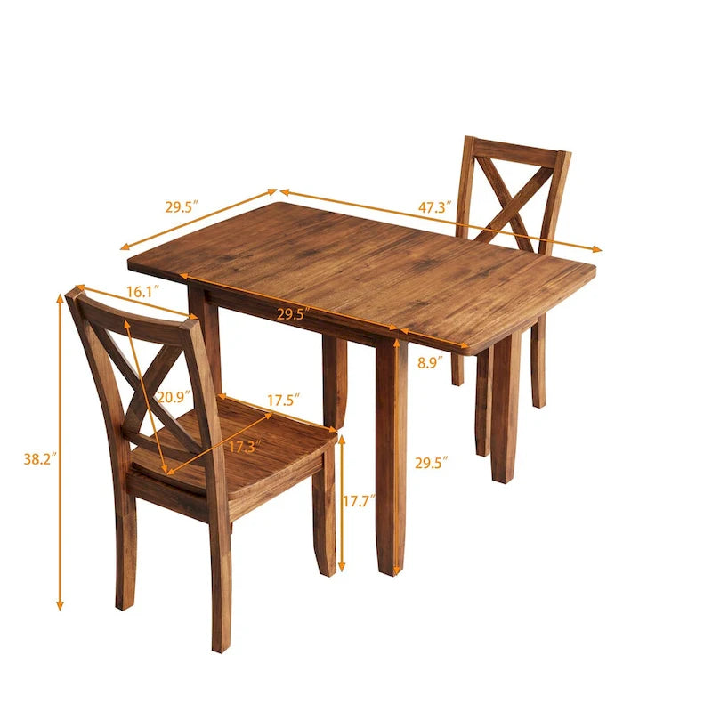 Table et chaises de coin-repas pliantes en bois