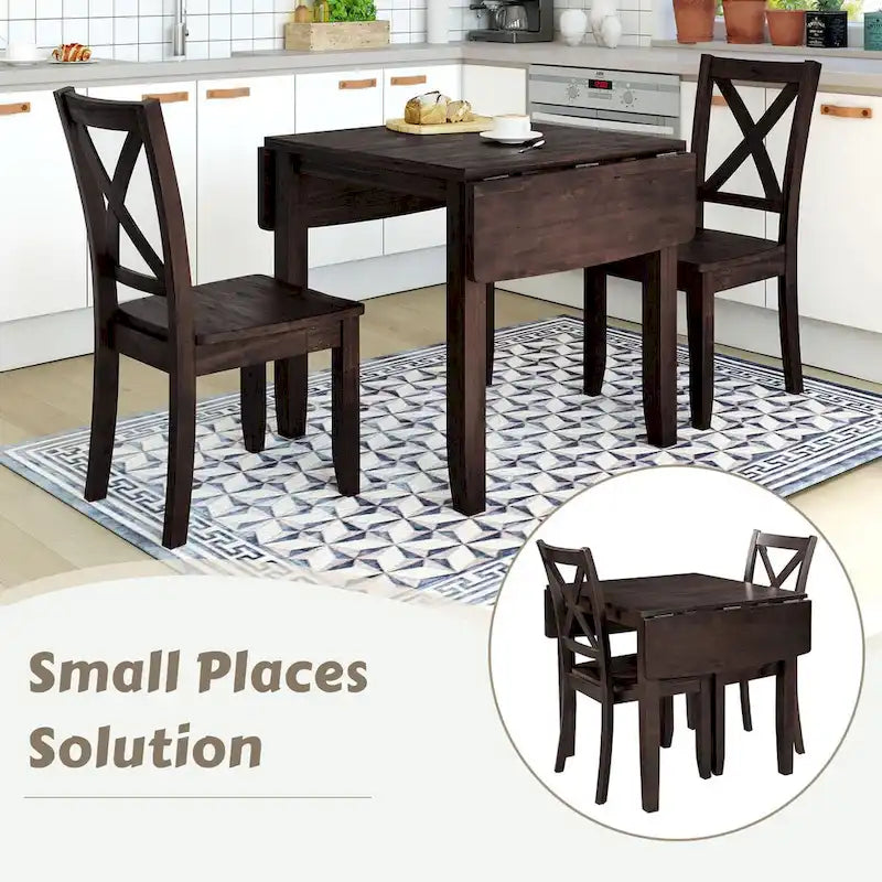 Table et chaises de coin-repas pliantes en bois