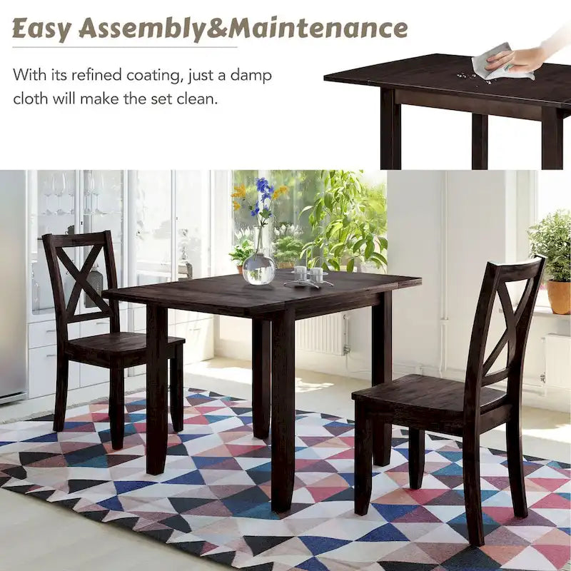 Table et chaises de coin-repas pliantes en bois