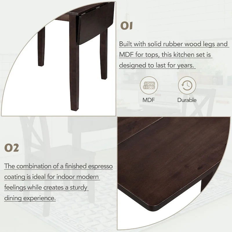 Table et chaises de coin-repas pliantes en bois