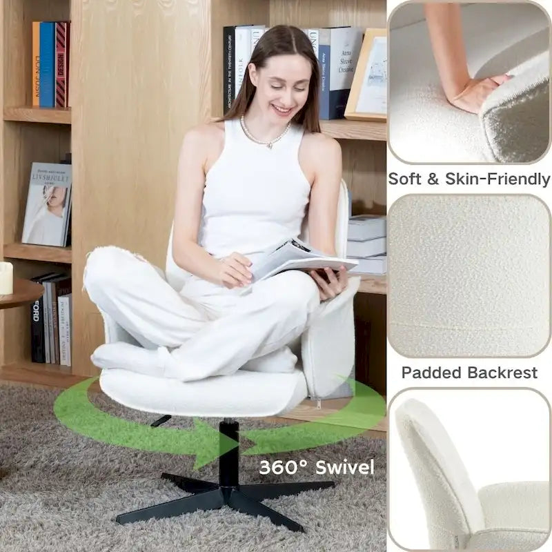 Fauteuil d'appoint rembourré pivotant avec accoudoirs