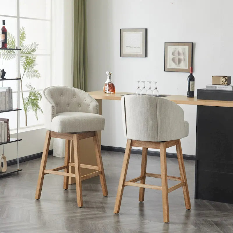 Tabourets de bar pivotants en hévéa de style moderne