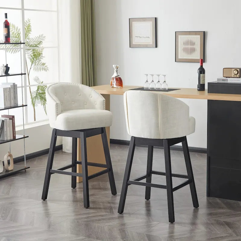 Tabourets de bar pivotants en hévéa de style moderne
