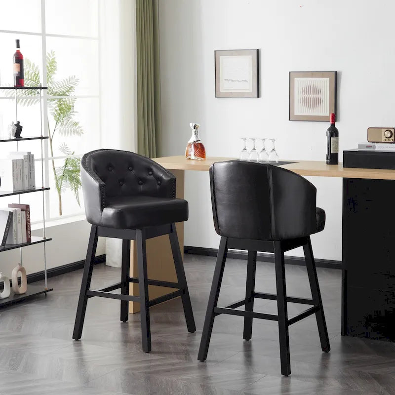 Tabourets de bar pivotants en hévéa de style moderne