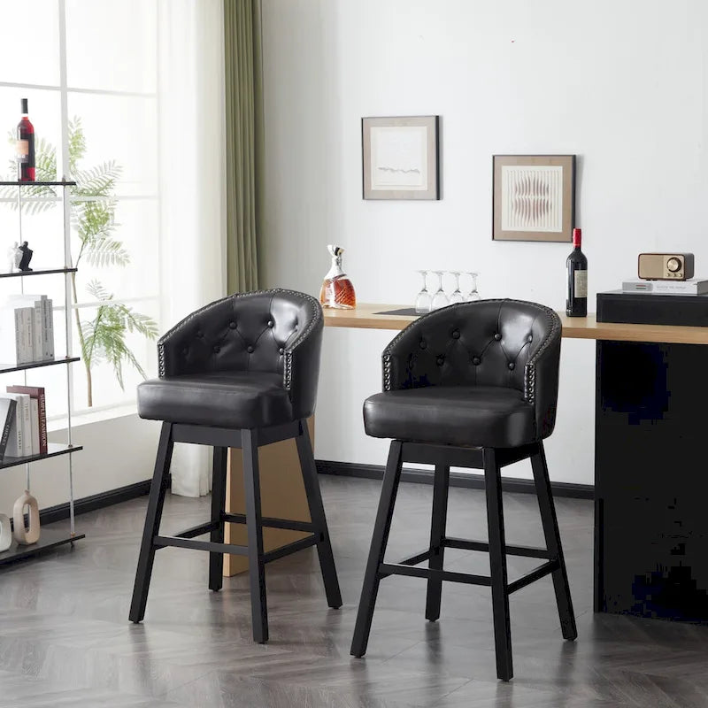 Tabourets de bar pivotants en hévéa de style moderne