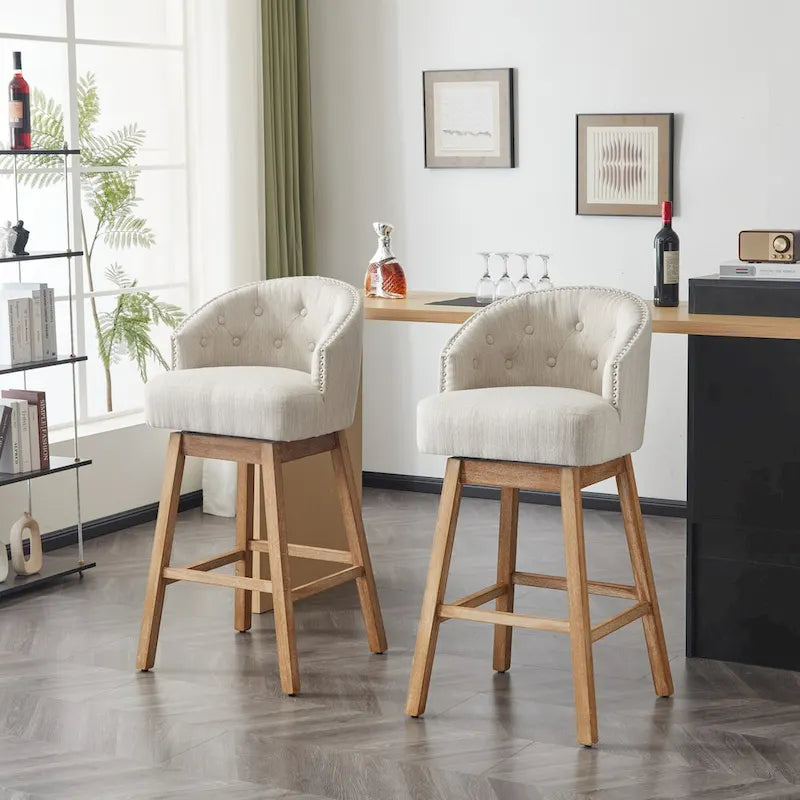 Tabourets de bar pivotants en hévéa de style moderne
