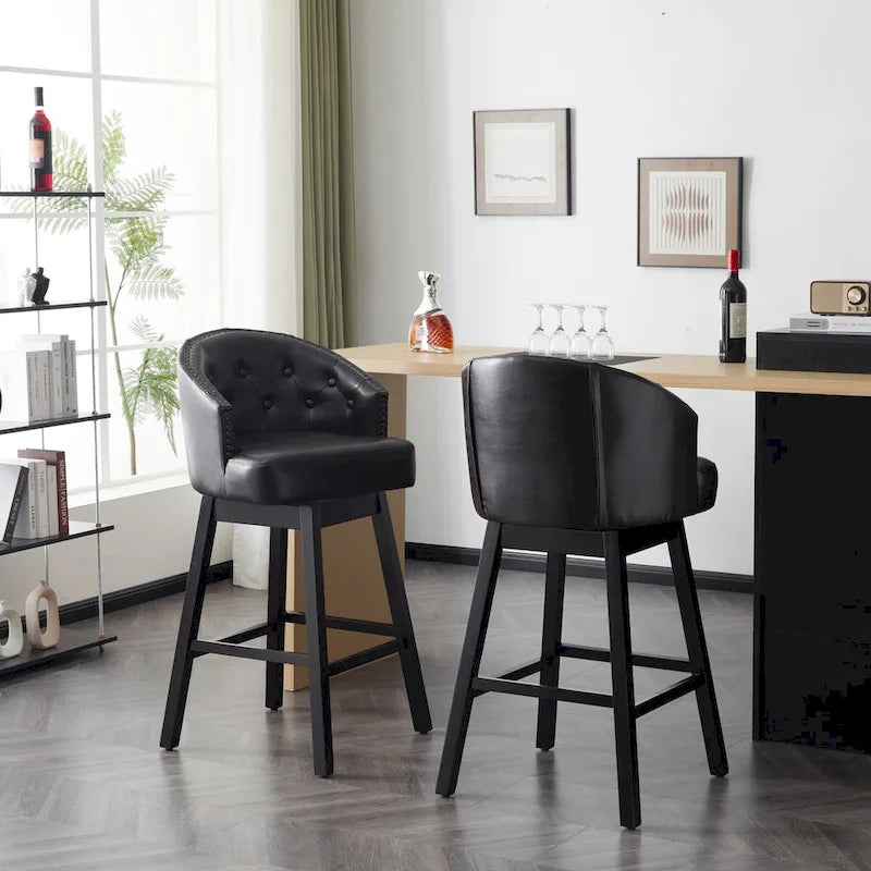Tabourets de bar pivotants en hévéa de style moderne