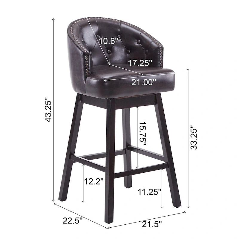 Tabourets de bar pivotants en hévéa de style moderne