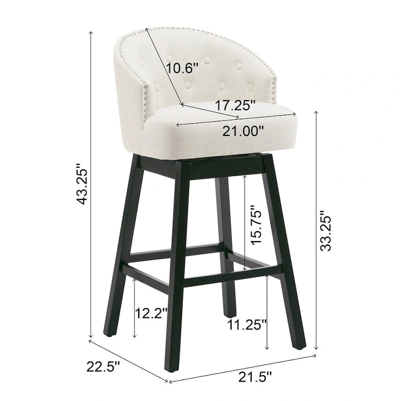 Tabourets de bar pivotants en hévéa de style moderne